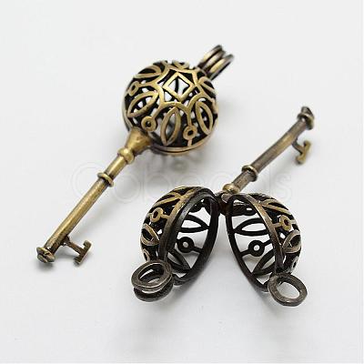 Brass Locket Pendants KK-D528-17-1