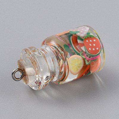 Transparent Glass Wishing Bottle Pendant Decorations EGLA-B002-02F-1