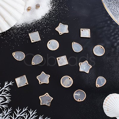 CHGCRAFT 16Pcs 4 Style Natural Capiz Shell Pendants SHEL-CA0001-014-1