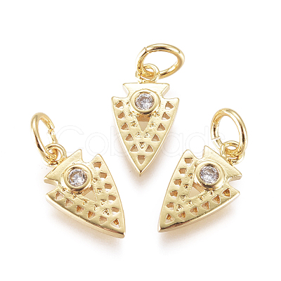 Brass Micro Pave Cubic Zirconia Charms KK-D159-08G-1