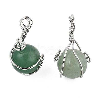 Natural Green Aventurine Pendants G-N333-013B-1