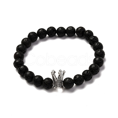 Natural Lava Rock & Howlite Aromatherapy Anxiety Essential Oil Diffuser Bracelets Set for Men Women BJEW-JB06729-1