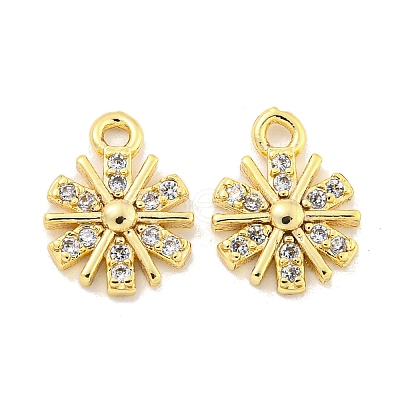 Brass Micro Pave Clear Cubic Zirconia Charms KK-Z044-16G-1