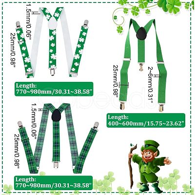 CHGCRAFT 3Pcs 3 Style Adjustable Polyester Y-Shaped Heavy Duty Suspenders AJEW-CA0003-03-1