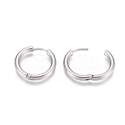 Tarnish Resistant 304 Stainless Steel Huggie Hoop Earrings EJEW-G272-01-14mm-P-1