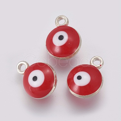 Double-sided Platinum Plated Alloy Enamel Charms ENAM-WH0046-B03-1