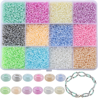 SUNNYCLUE 9600Pcs 12 Colors 11/0 Glass Seed Beads SEED-SC0001-22-1