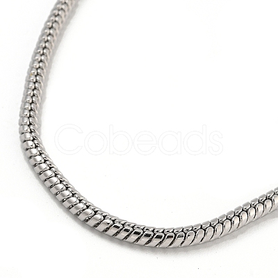 2.5mm Rack Plating Heart Brass European Style Round Snake Chain Bracelets for Jewelry Making BJEW-B106-17P-1