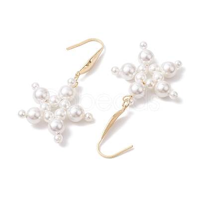 Star Shell Pearl Dangle Earrings EJEW-TA00493-1