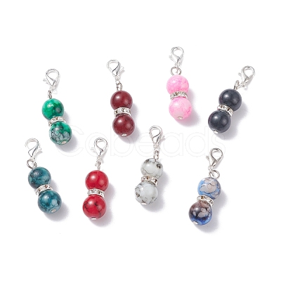 8Pcs Baking Painted Glass Beaded Pendant Decorations HJEW-JM00640-02-1