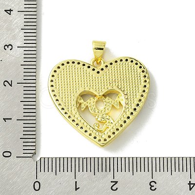 Mother's Day Real 18K Gold Plated Brass Micro Pave Clear Cubic Zirconia Pendants KK-H472-13G-04-1