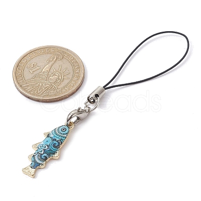 Fish Alloy Enamel Pendant Mobile Straps HJEW-JM01640-1