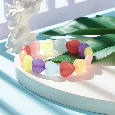 Candy Color Heart Beaded Stretch Bracelet for Women BJEW-JB07631-1