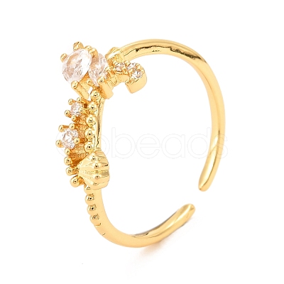 Brass Micro Pave Cubic Zirconia Cuff Ring RJEW-F118-08-1