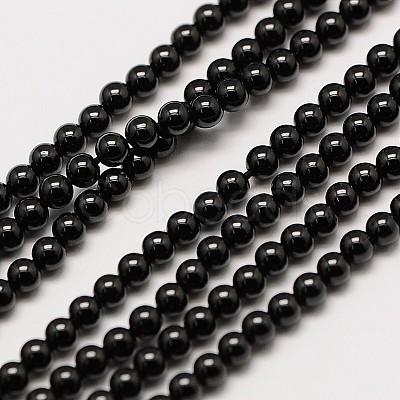 Natural Black Spinel Round Bead Strands G-A130-3mm-32-1