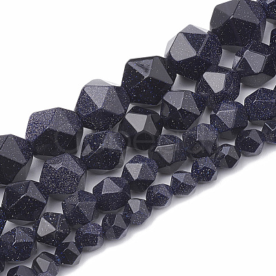 Synthetic Blue Goldstone Beads Strands G-S332-10mm-003-1