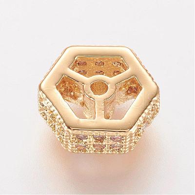 Brass Micro Pave Cubic Zirconia Beads ZIRC-K063-32-1