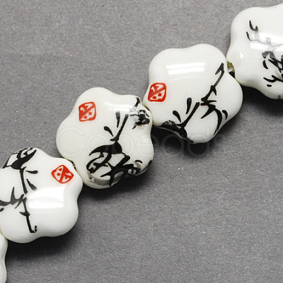 Handmade Printed Porcelain Beads PORC-Q166-2-1