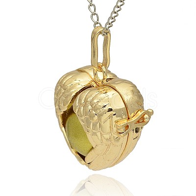 Golden Tone Brass Hollow Heart Cage Pendants KK-J241-01G-1