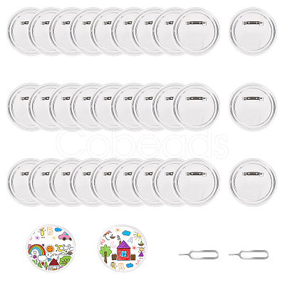 Globleland 30Pcs Acrylic Button Badge Findings DIY-GL0004-29-1