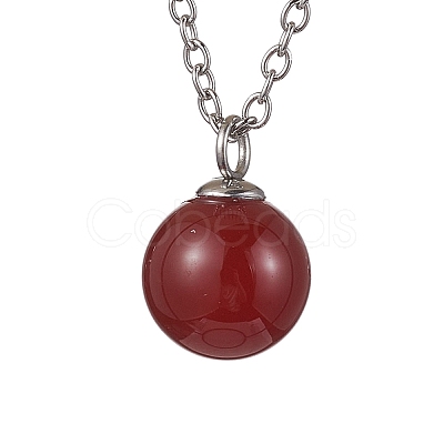 Round Gemstone Pendant Necklaces NJEW-JN04718-01-1