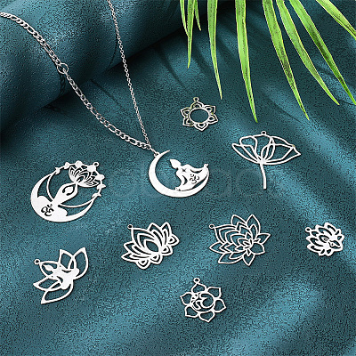 Unicraftale 10Pcs 10 Styles 201 & 304 Stainless Steel Pendants STAS-UN0047-50-1