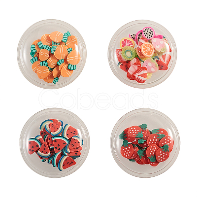 40Pcs 4 Colors PVC Plastic with Polymer Clay Cabochons KY-CJ0001-43-1