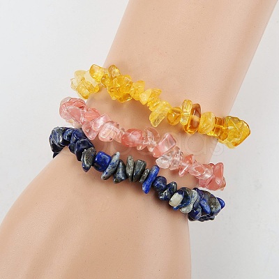 7Pcs 7 Styles Chip Natural & Synthetic Gemstone Beaded Stretch Bracelets Sets BJEW-SZ0001-39-1