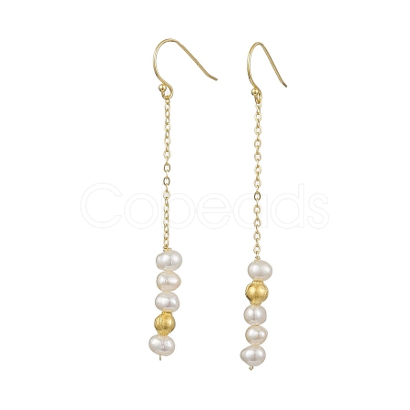 Natural Pearl Dangle Earrings EJEW-P286-42G-1