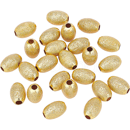 BENECREAT 24Pcs Eco-Friendly Brass Textured Beads KK-BC0007-87-RS-1