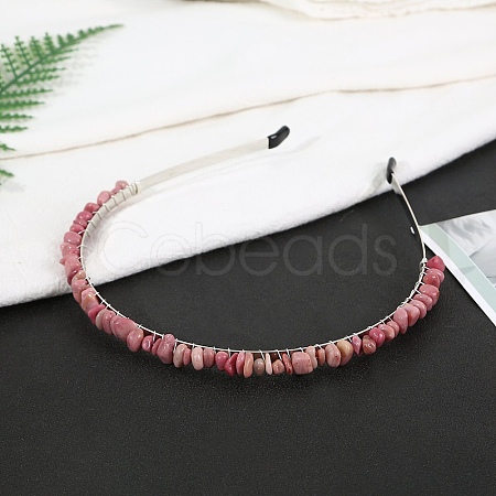 Natural Rhodonite Hair Bands PW-WG2EC7C-01-1