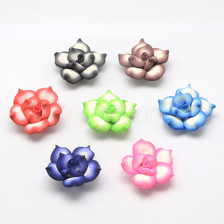 Handmade Polymer Clay 3D Flower Lotus Beads X-CLAY-Q203-25mm-M-1