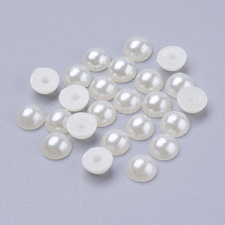 Half Round Domed Imitated Pearl Acrylic Cabochons OACR-H001-1-1