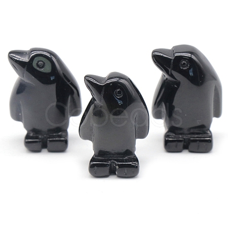 Natural Obsidian Carved Healing Penguin Figurines PW-WG12060-01-1