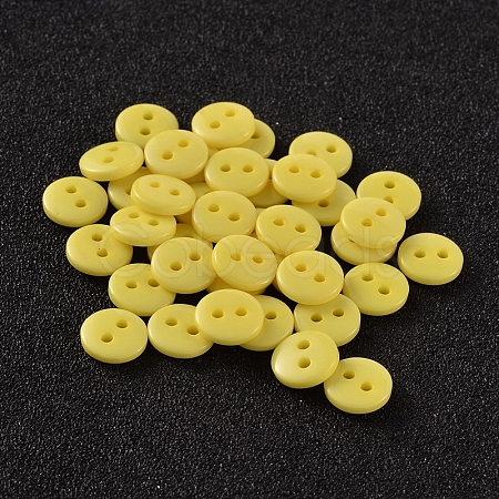 2-Hole Flat Round Resin Sewing Buttons for Costume Design BUTT-E119-14L-18-1