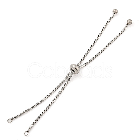 304 Stainless Steel Box Chain Slider Bracelet Makings STAS-P360-03P-1