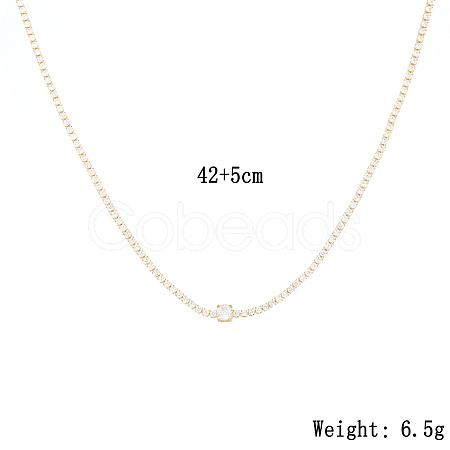 Brass Micro Pave Cubic Zirconia Necklaces for Women QH4759-1-1