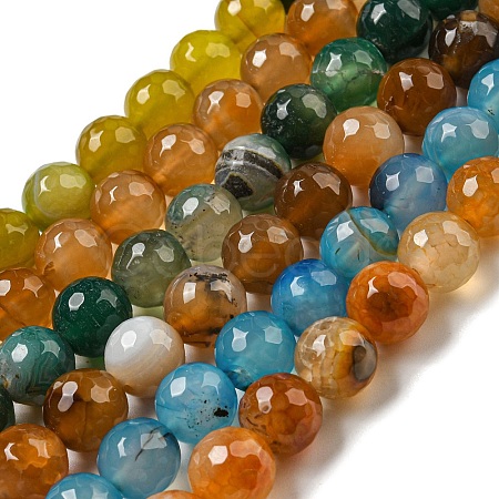 Faceted Natural Agate Beads Strands G-F447-12mm-F-1