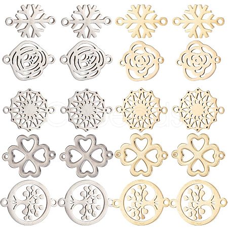 SUNNYCLUE 20Pcs 10 Styles 201 Stainless Steel Connector Charms FIND-SC0004-68-1