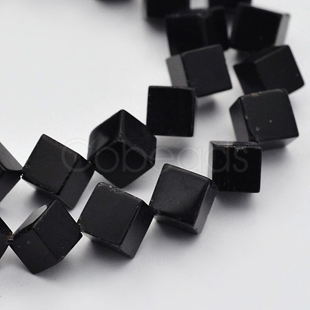 Cube Natural Black Onyx Beads Strands G-N0154-42B-1