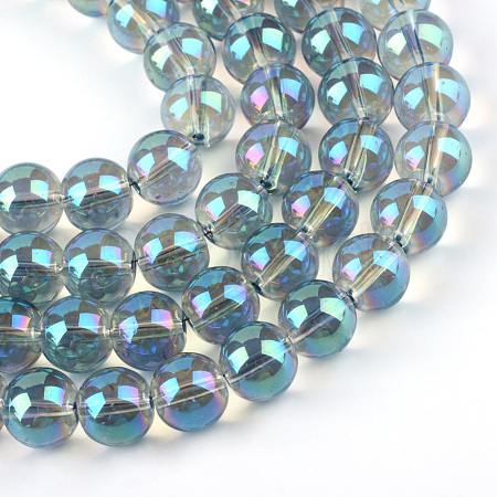 Electroplate Glass Beads Strands X-EGLA-Q062-8mm-A01-1