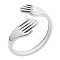 Fashionable Titanium Steel Hug Open Cuff Rings for Men and Women, Stainless Steel Color