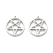 Non-Tarnish 201 Stainless Steel Pendants, Hollow, Ring with Star, Stainless Steel Color, 27x25x1.5mm, Hole: 1.4mm