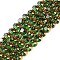 Electroplate Glass Beads Strands, Full Plated, Faceted, Round, Sea Green, 7x8mm, Hole: 1.5mm, about 42pcs/strand, 12.20''(31cm)