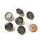 Alloy Enamel Shank Buttons, Flat Round with Tree, Light Gold, Dark Green, 18x7~8mm, Hole: 2mm