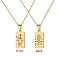 12 Constellation Stainless Steel Tarot Card Engraved Pendant Cable Chain Necklaces, Golden, Libra, 17.72 inch(45cm)