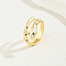 Brass Cubic Zirconia Snake Rings for Women, Enamel Cuff Rings, White, Inner Diameter: 16~18mm