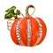 Zinc Alloy Crystal Rhinestone Brooch, Halloween Enamel Pins for Clothes Backpack, Pumpkin, 43.5x43mm