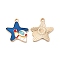 Rack Plating Alloy Enamel Pendants, Star with Astronaut Charm, Light Gold, Marine Blue, 21.5x20x1mm, Hole: 1.5mm