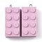 Opaque Acrylic Pendants, with Platinum Iron Loop, Long Rectangle Building Block Charms, Pearl Pink, 36x16x11.5mm, Hole: 1.5mm